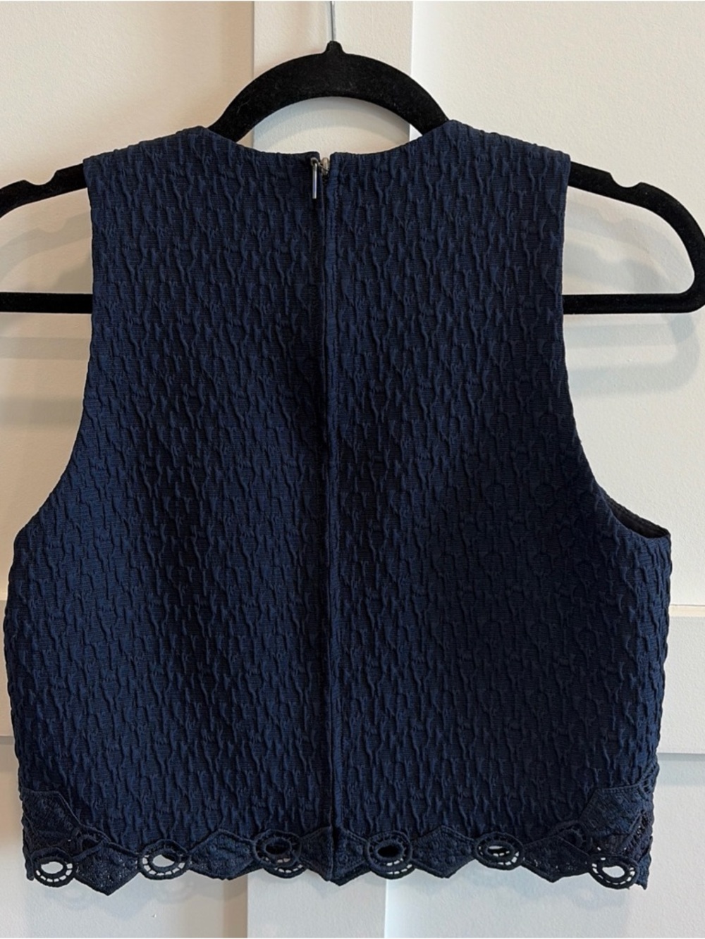 Rebecca Taylor Navy Blue Crepe Blouse- $325 MSRP - Hidden Back Zip - Picture 8 of 9